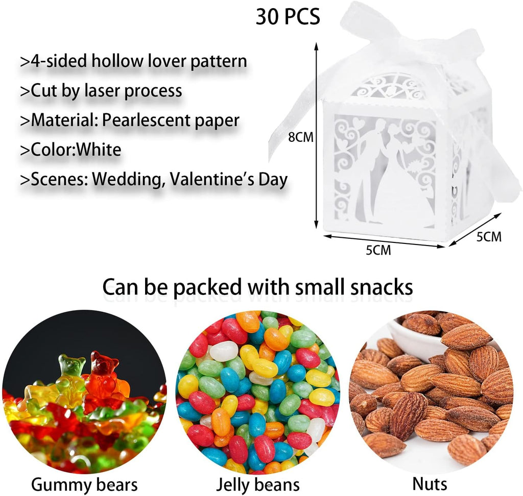 Pudełeczka Ażurowe na Podziękowania dla Gości na Ślub Wesele Młoda Para - 10 szt.