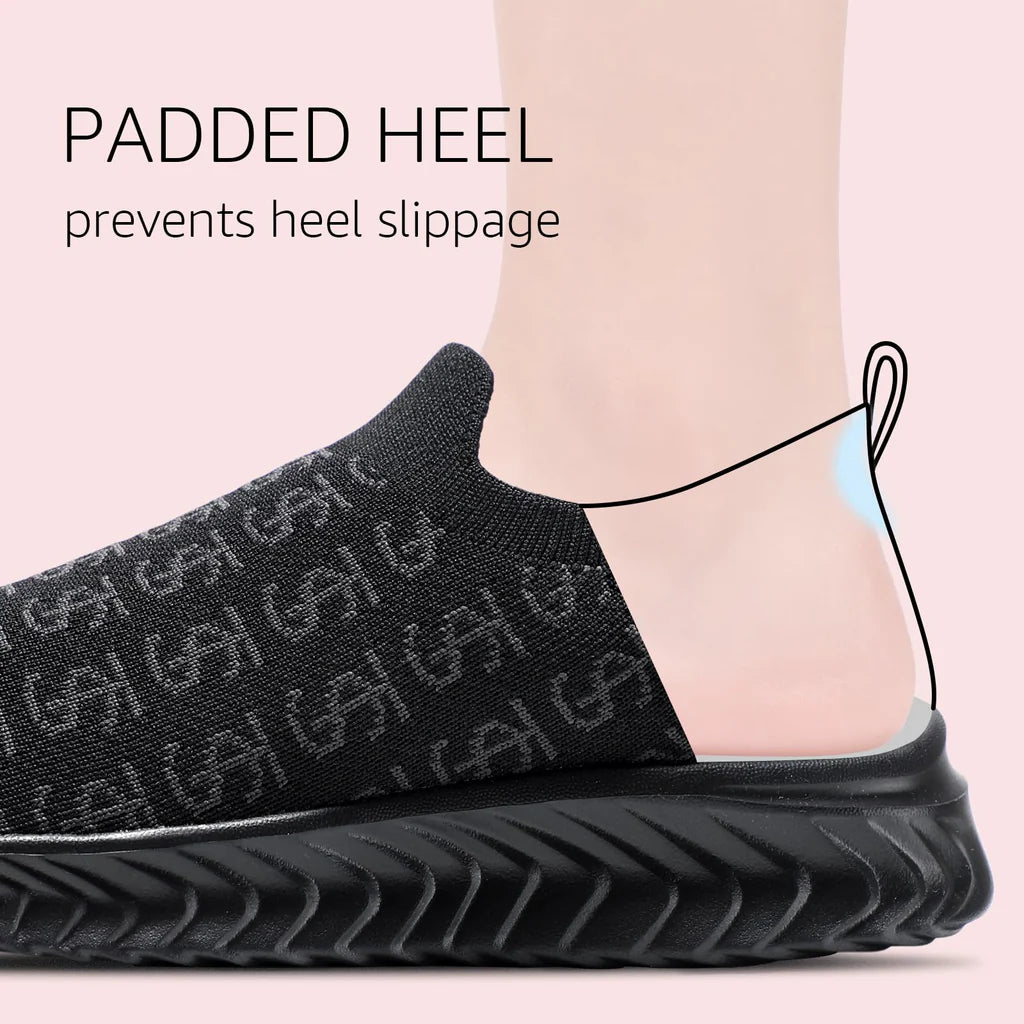 Damskie Sneakersy Ultra Lekkie Sportowe Miękkie Skarpety Wsuwane - Czarne