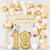 Balony Urodzinowe na Osiemnastkę 18 Urodziny Zestaw Balonów Girlanda Złote i Beżowe