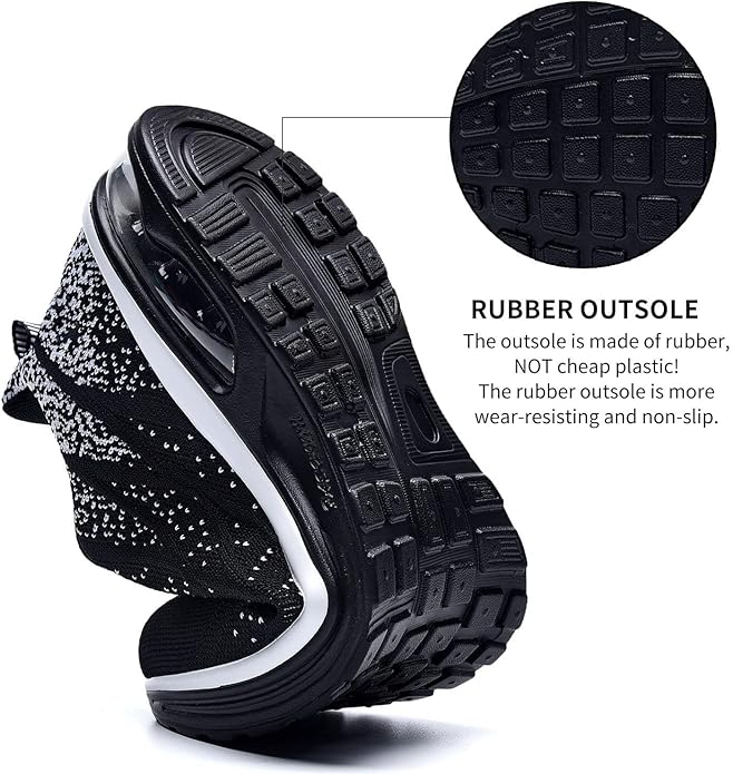 Buty sportowe męskie DO BIEGANIA czarno-białe z poduszką powietrzną siateczka lekkie AIR