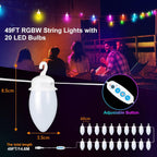 Girlanda Świetlna LED Ogrodowa Wodoodporna Kolorowa RGB 15M z Synchronizacją Muzyki