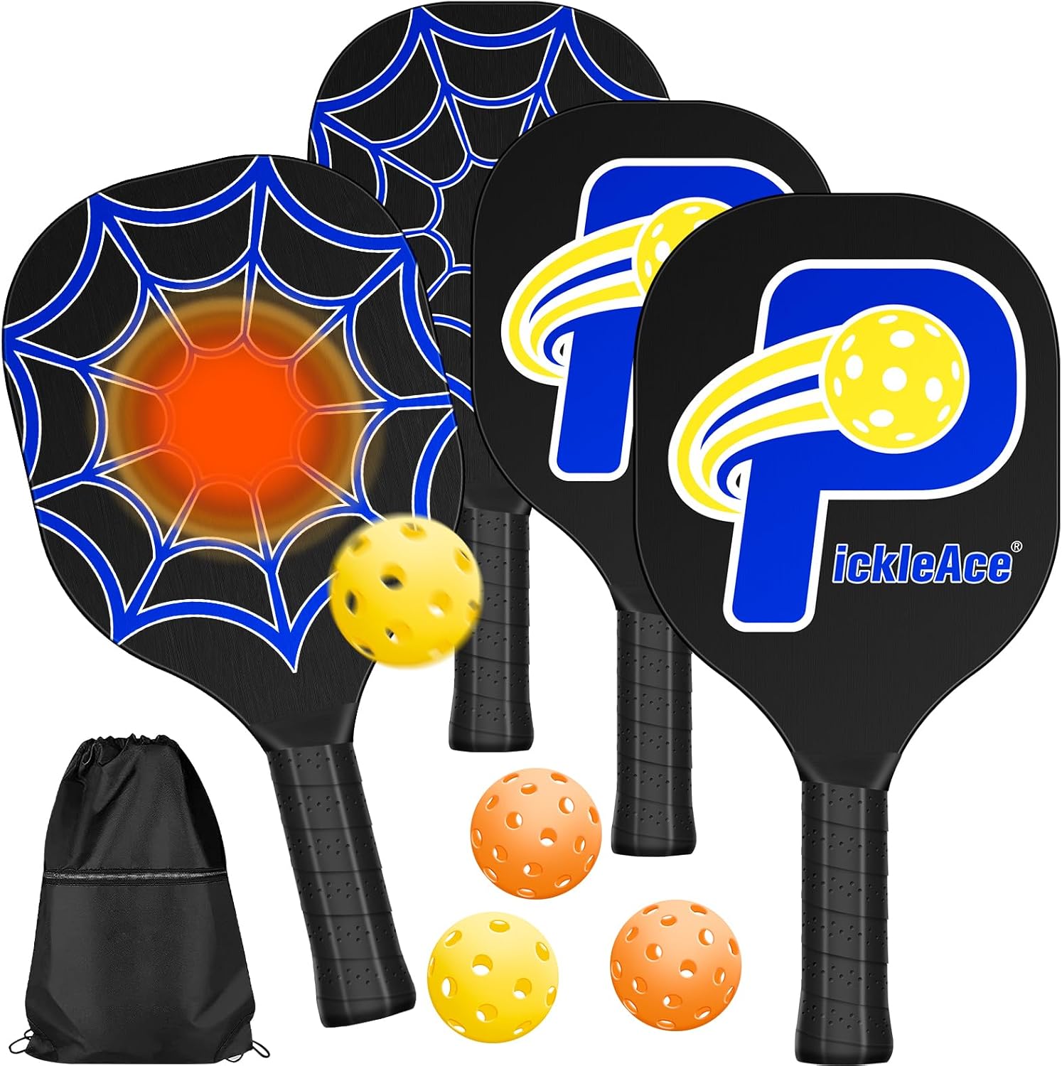 Paletki Zestaw do Gry w PikleBall tenisa PickleAce 4 paletki 4 piłki pokrowiec