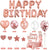 Zestaw Balonów Urodzinowy Banner Balony Ozdoby Na Urodziny Różowe Złoto