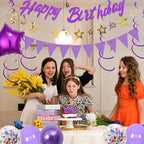 Zestaw dekoracji urodzinowych Balony Urodzinowe Happy Birthday fioletowe girlandy