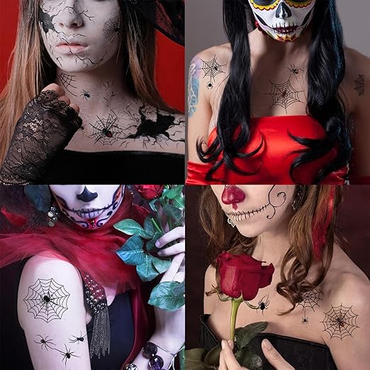 Tatuaże Wodne tymczasowe Straszne Halloween czaszka szczęka kręgosłup pająki Drugie zdjęcie produktu