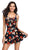 Strój Kąpielowy Kostium Sukienka Tunika + Szorty Plus Size Komplet - Kwiatowy Wzór