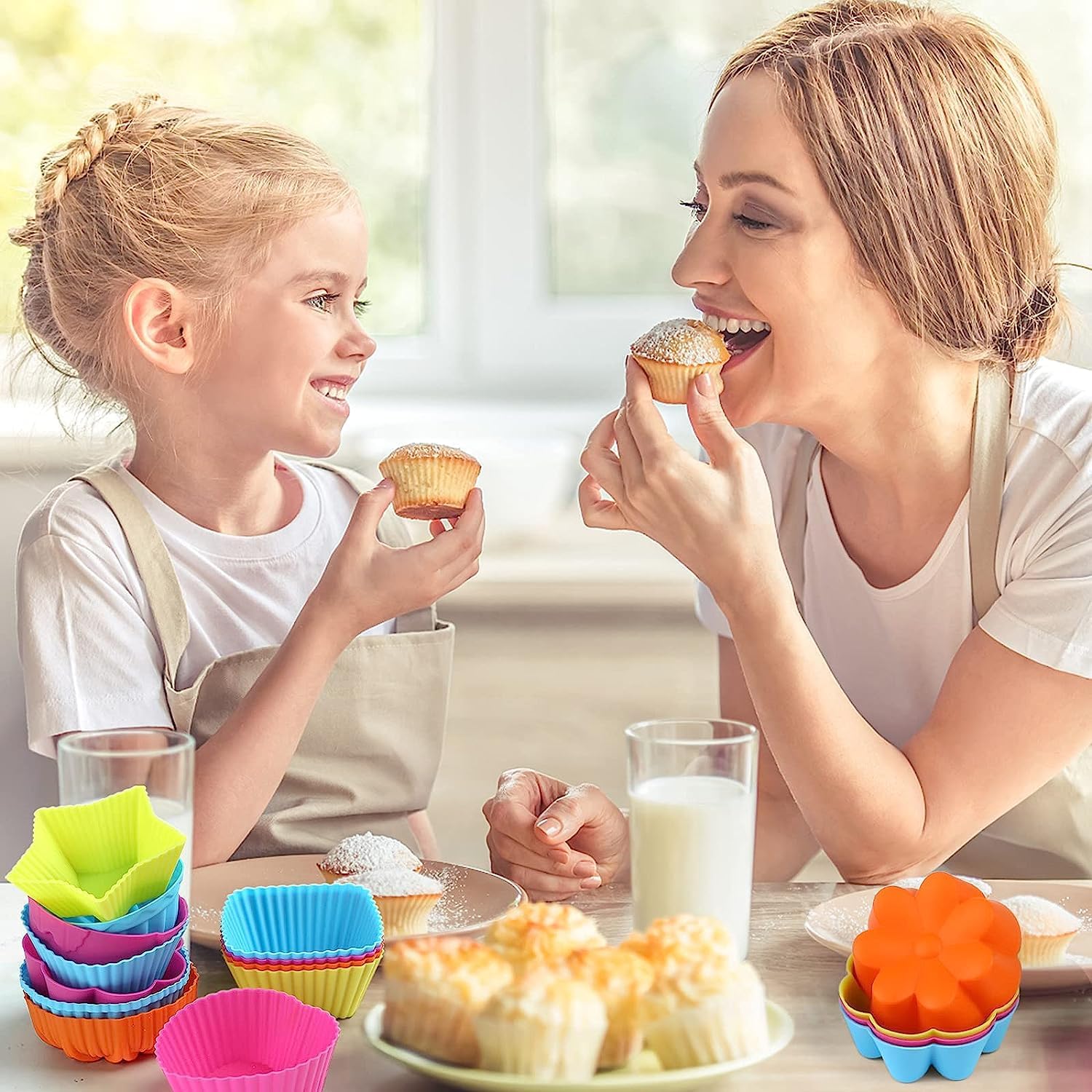 Foremki silikonowe Formy na mini Muffinki Babeczki do pieczenia Deserów 24 sztuki 6 kształtów