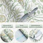 Tapeta samoprzylepna retro kwiaty zielona wodoodporna dekoracyjna 3mx40cm