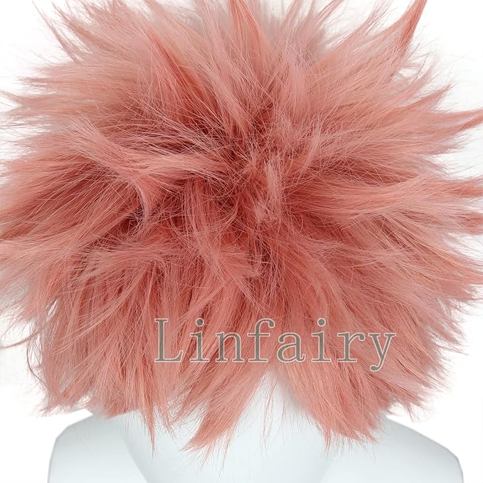 Peruka cosplay anime różowa krótka messy wig kostium Halloween