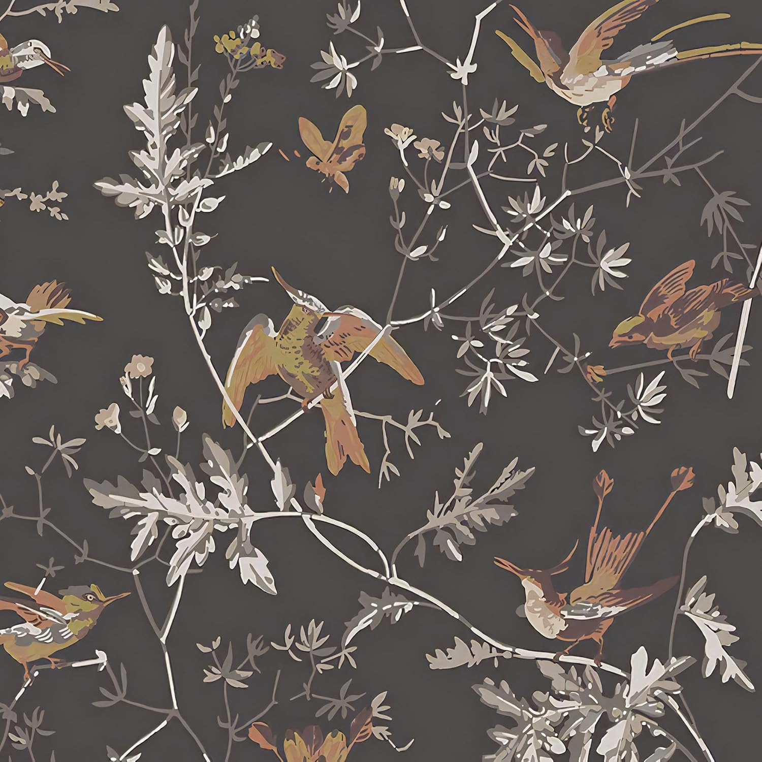 Samoprzylepna Okleina Meblowa na Meble Ściany Tapeta Ciemna Vintage Ptaki 3m x 41cm