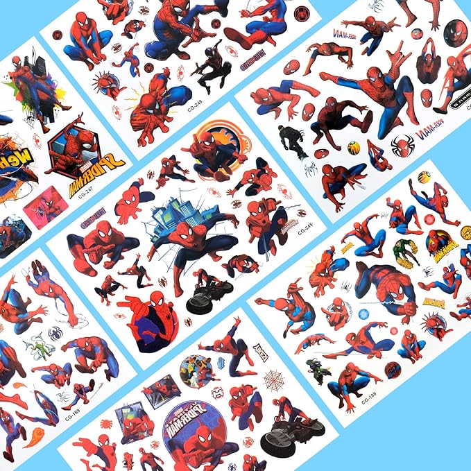 ZESTAW Tatuaży SPIDERMAN Tatuaże dla Dzieci Zmywalne Spiderman 12 arkuszy