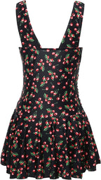 Shekini Kostium Sukienka Tunika Jednocześciowy Wyszczuplający Czarny Wzór w Wisnie