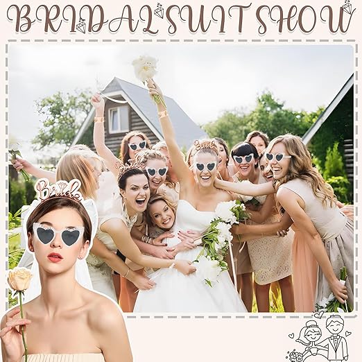 Zestaw Bride To Be Wieczór Panieński Okulary Serce Welon Opaska 5w1