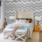 Samoprzylepna Okleina Meblowa Biała Czarny Modny Wzór 6m x 45cm