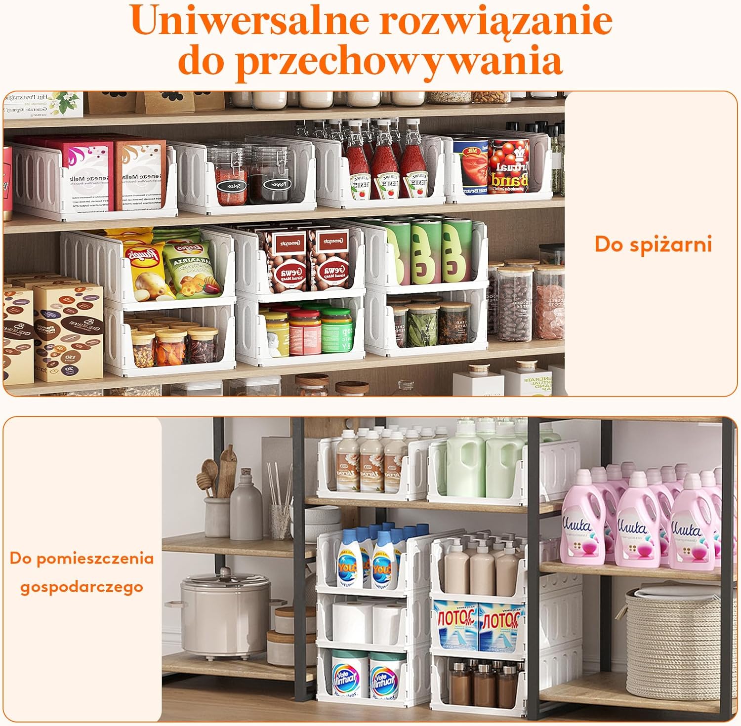 Organizery Kosze do Szafy Zestaw 8 białych koszy szuflad – składane, wysuwane, sztos organizacja! Drugie zdjęcie produktu