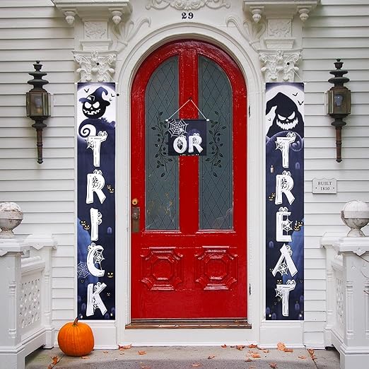 Zestaw banerów na Halloween "TRICK OR TREAT" – Upiorna dekoracja drzwi Drugie zdjęcie produktu