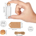 Szklane Mini Buteleczki ozdobne dekoracyjne z korkiem na podziękowania Komplet 64szt 5cm