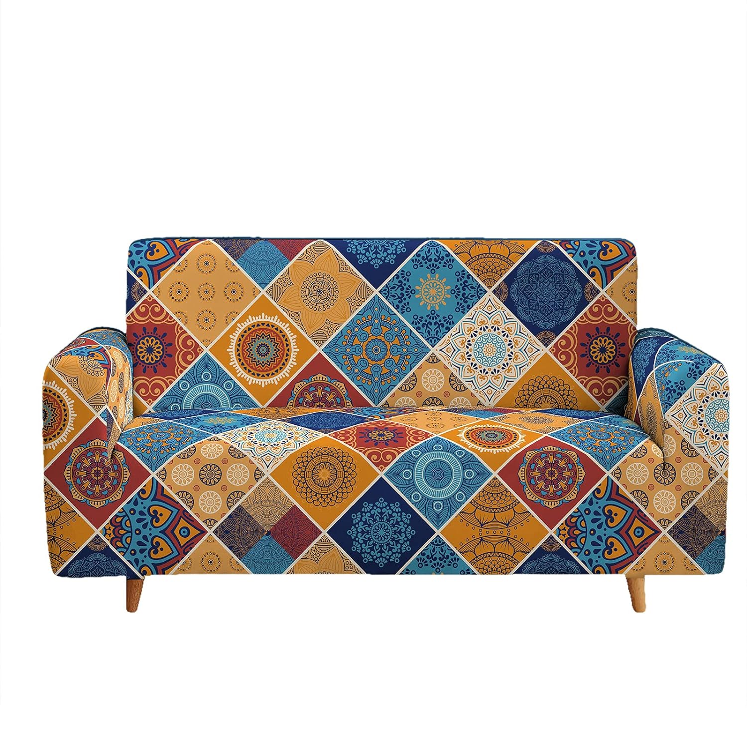 Pokrowiec na Sofę Kanapę Elastyczna Narzuta w stylu Indyjskim Retro - Wzór Geometryczny Kolorowy