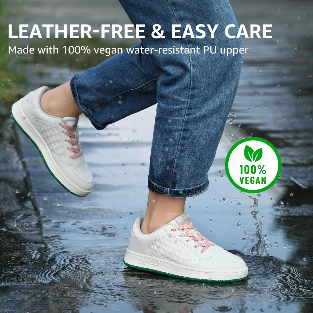 Damskie Sneakersy Lekkie Sportowe ELEGANCKIE z elementem z eko-skóry - Biało-Złote