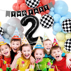 Zestaw Balonów Urodzinowych z Girlandą Pastel Koralowy Niebieski Żółty