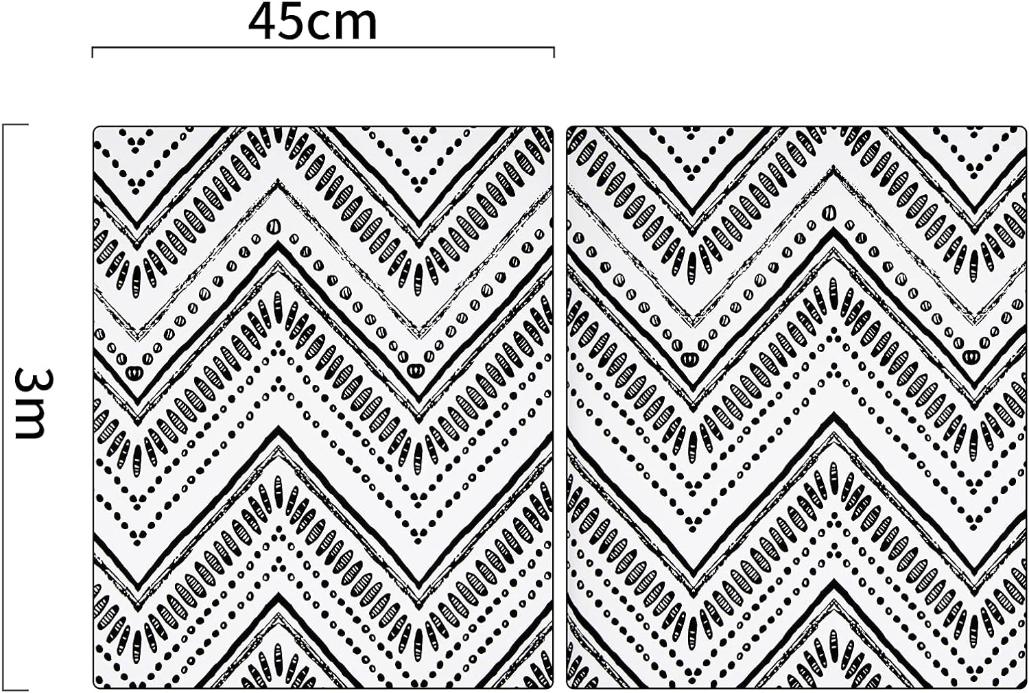 Samoprzylepna Okleina Meblowa Biała Czarny Modny Wzór 6m x 45cm