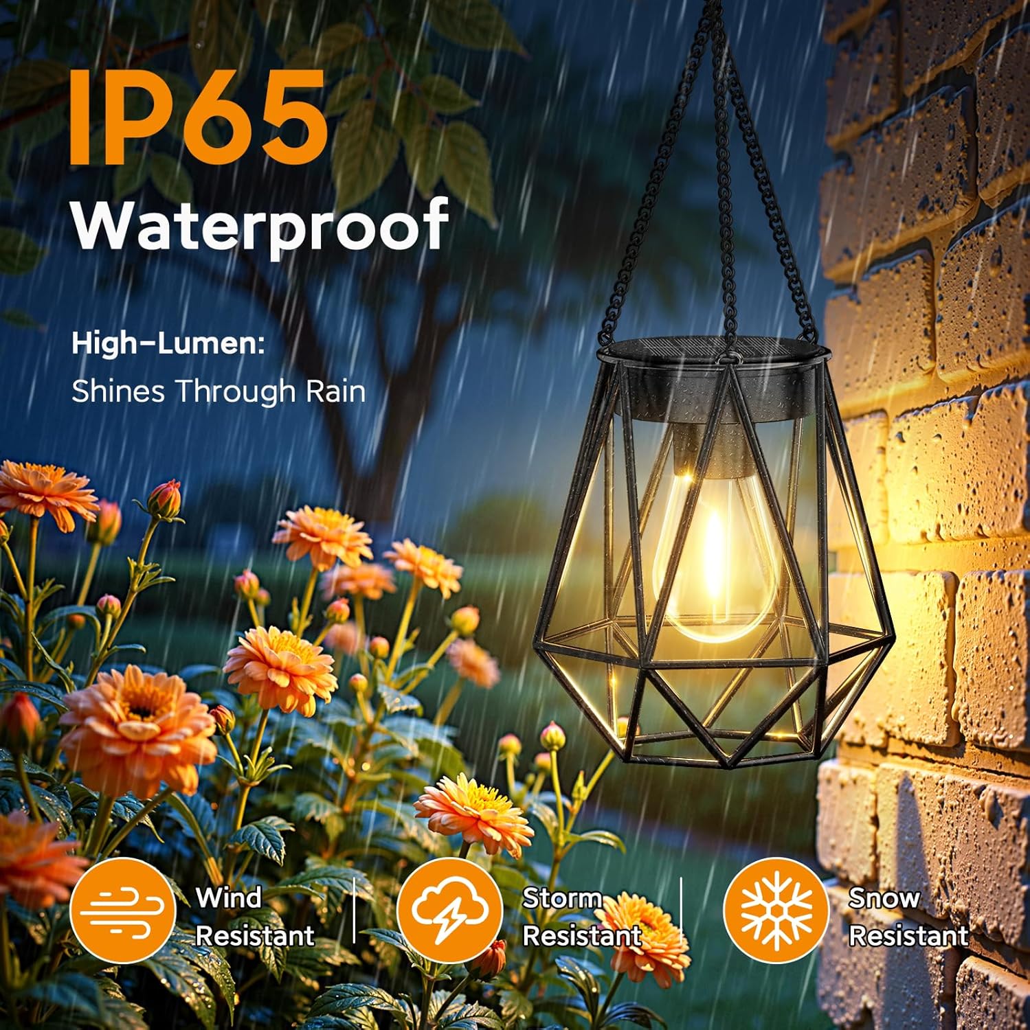 Lampiony Lampy solarne LED ogrodowe 2 szt. metalowe wiszące retro IP65