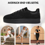 Damskie Sneakersy Lekkie Sportowe ELEGANCKIE Czarne z Cyrkoniami