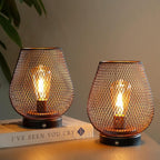 Bezprzewodowa lampkaa stołowa LED Ładowalna USB Metalowa Klatka z Żarówką - ZESTAW 2