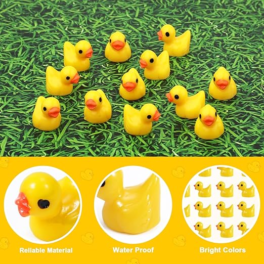 Zestaw Mini Kaczuszki Dekoracyjne 120 szt. Żółte Figurki Do Zabawy DIY