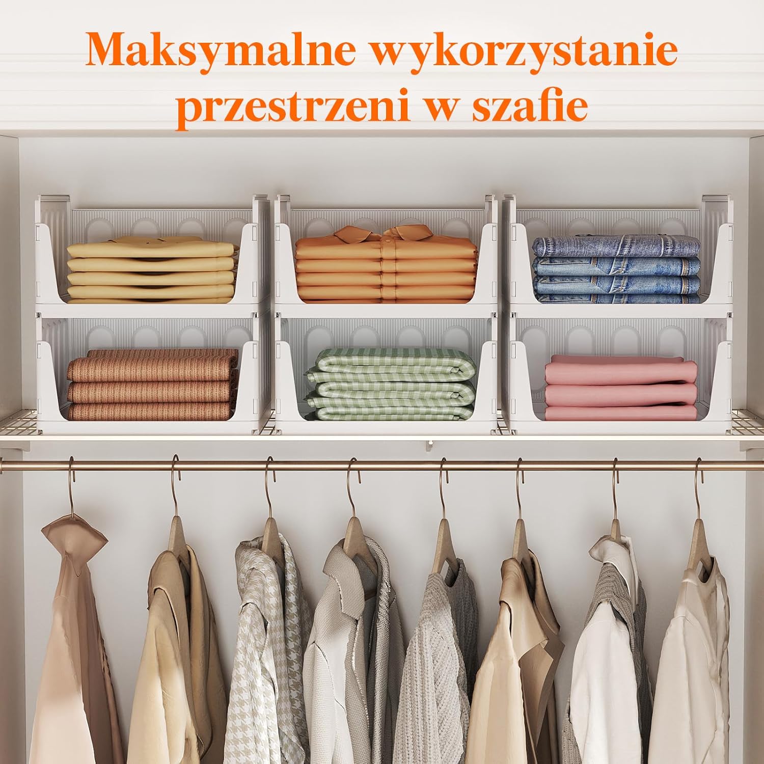 Organizery Kosze do Szafy Zestaw 8 białych koszy szuflad – składane, wysuwane, sztos organizacja!