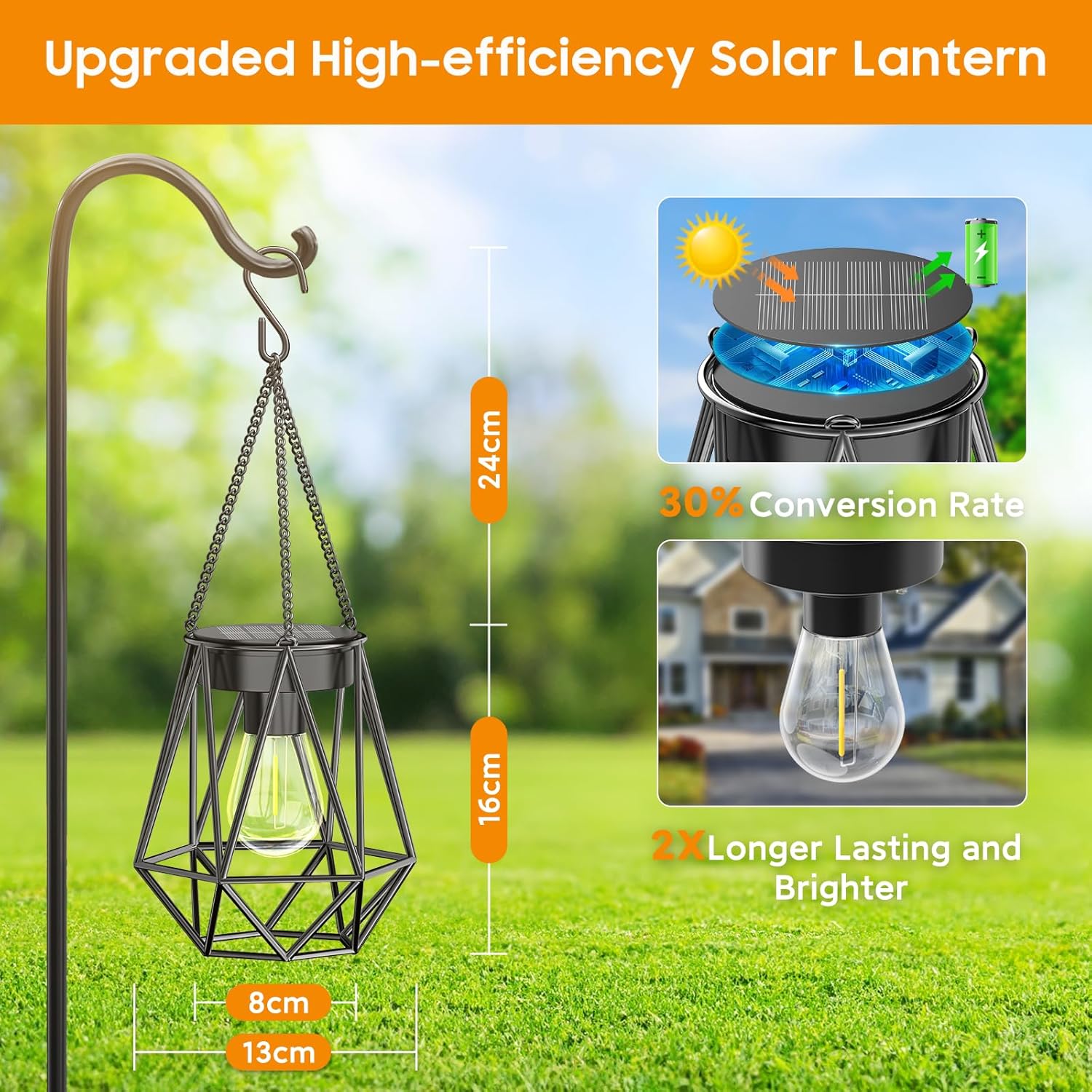 Lampiony Lampy solarne LED ogrodowe 2 szt. metalowe wiszące retro IP65