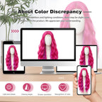 Peruka Neonowe Różowe Włosy Długie Kręcone Nataralnie Wyglądająca Cosplay