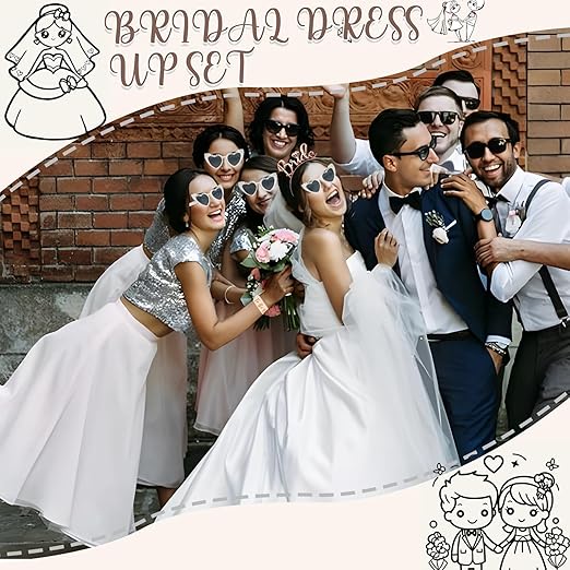 Zestaw Bride To Be Wieczór Panieński Okulary Serce Welon Opaska 5w1