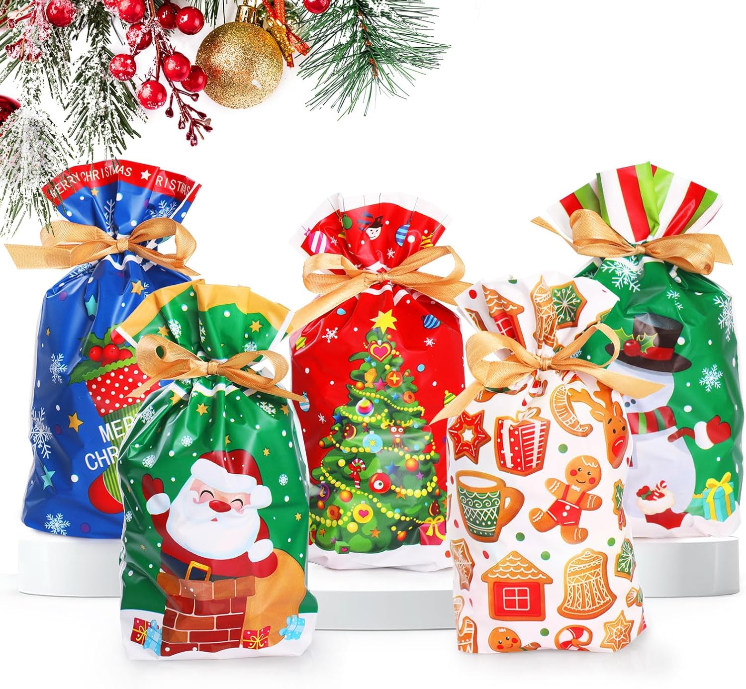Torebki Torby na słodycze Prezenty Cukierki Upominki Świąteczna na Święta mikołajki 10 sztuk Główne zdjęcie produktu