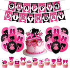 Imprezowe Balony Urodzinowe Zestaw Balonów Urodzinowych Baner Na Urodziny Barbie Róż