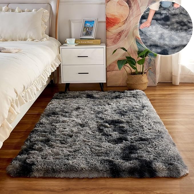 Dywan Mata shaggy Miękki Pluszowy Grey Szary Antracyt 140x200 cm do salonu dla dzieci