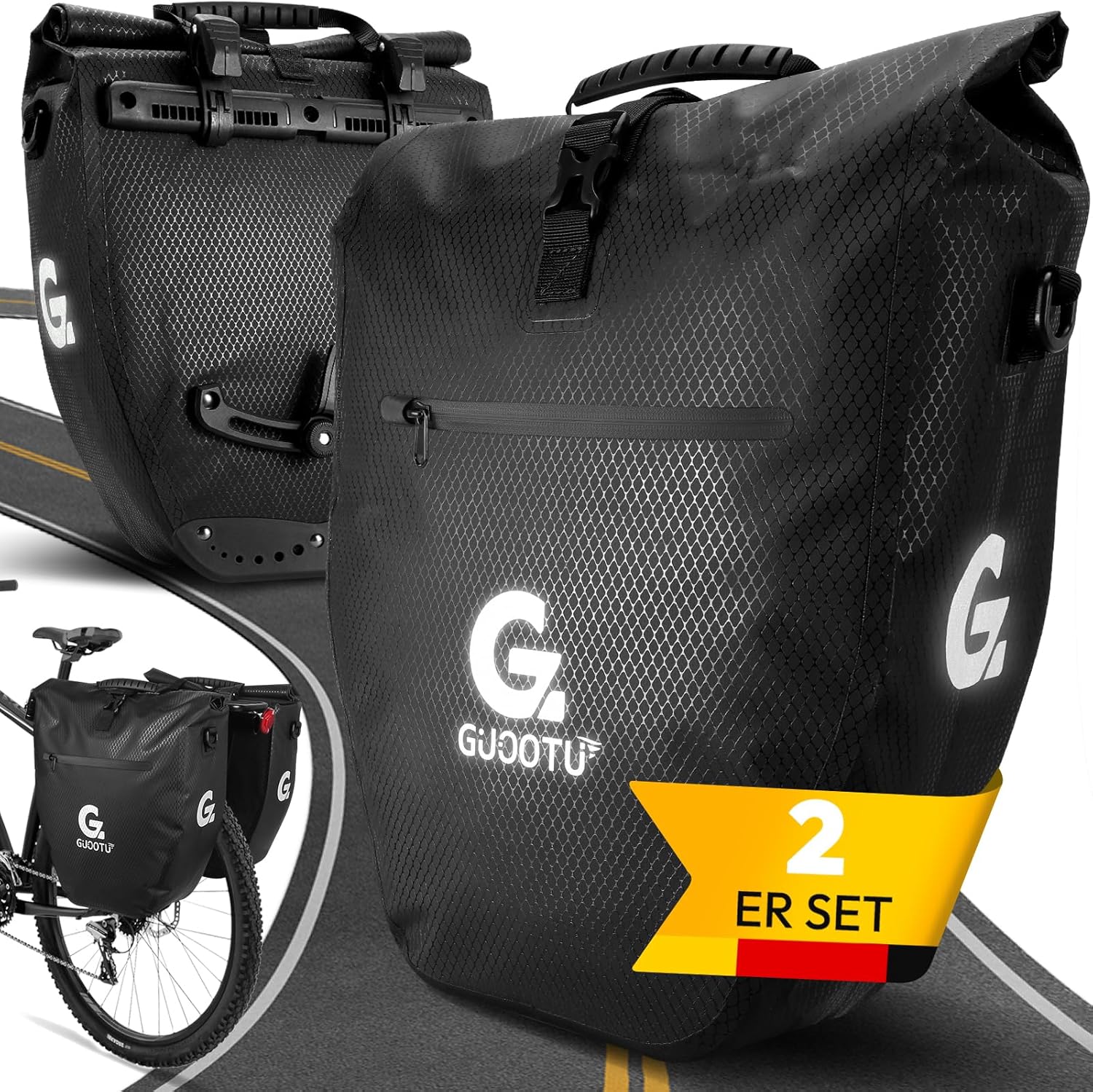 Zestaw 2 Toreb Rowerowych na Bagażnik 56L Wodoodporne Torby na Rower Sakwy 2x28L