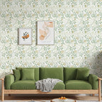 Tapeta samoprzylepna retro kwiaty zielona wodoodporna dekoracyjna 3mx40cm