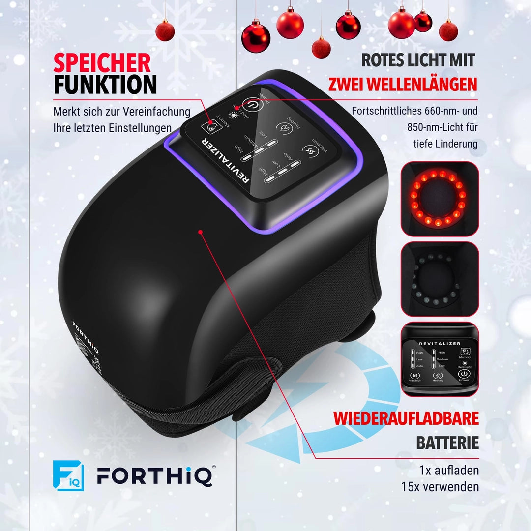 Masażer do kolan z podczerwienią 6w1 LED funkcją grzania Wytrzymały Akumulator CZARNY
