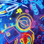 Męska Koszula Imprezowa Kosmiczny Wzór Kosmos Astronauta Planety Neon Rozmiar M Casual