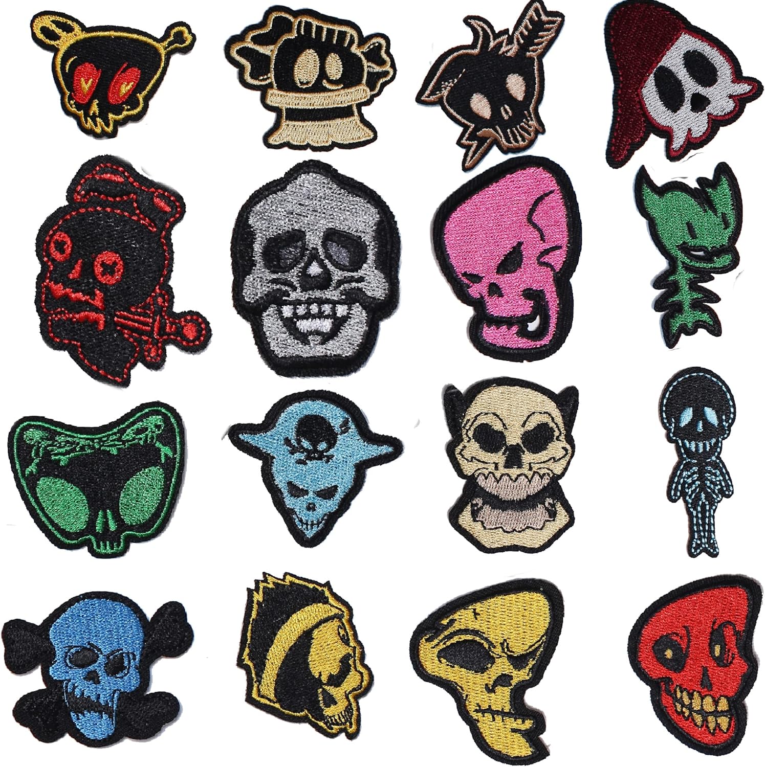 Naszywki termoprzylepne zestaw 16 szt kolorowe Haftowane Naprasowanki Łatki