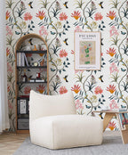 Samoprzylepna tapeta okleina kwiatoy Boho Ptaki dekoracyjna folia do mebli 44cmX1000cm