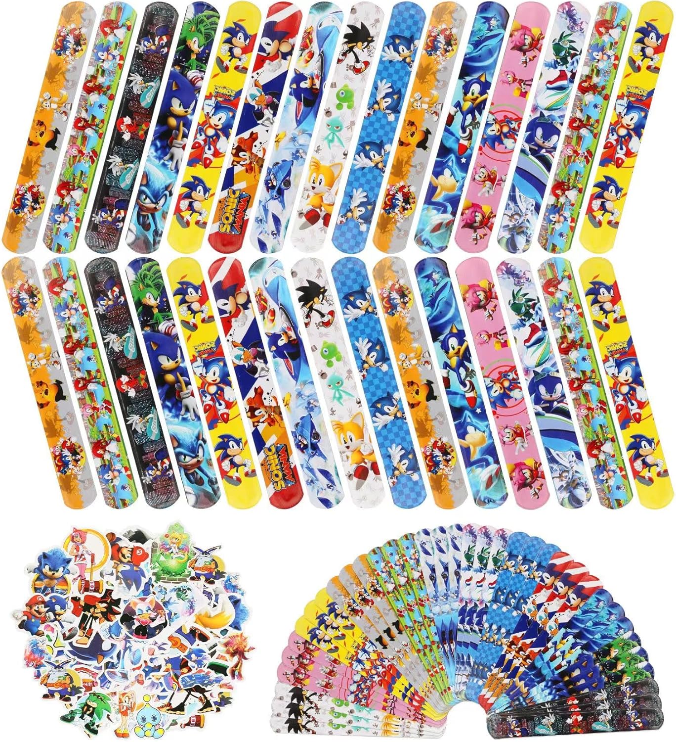 Zestaw Upominków Sonic bransoletek Snap On Upominki Bransoletki Naklejki dla dzieci na imprezy