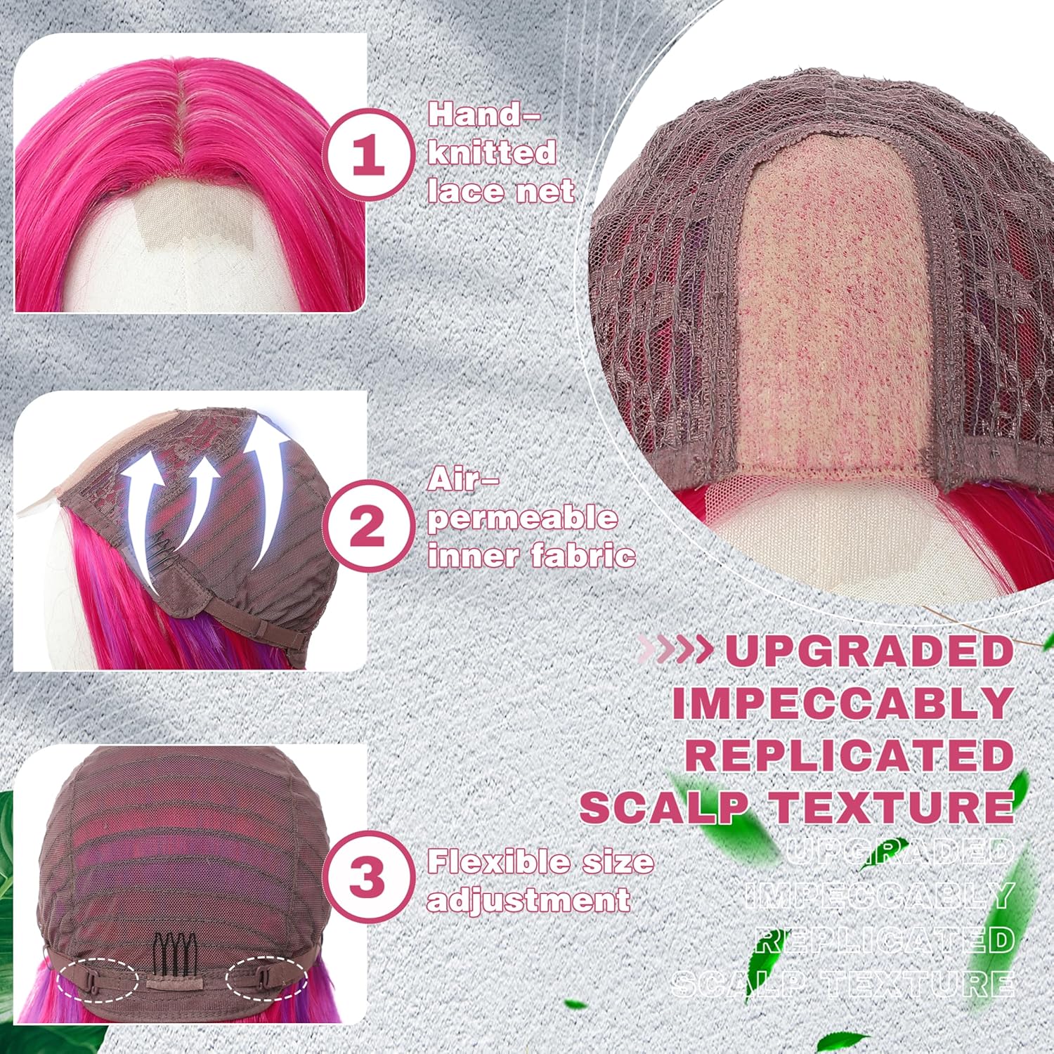 Peruka Neonowe Różowe Włosy Długie Kręcone Nataralnie Wyglądająca Cosplay