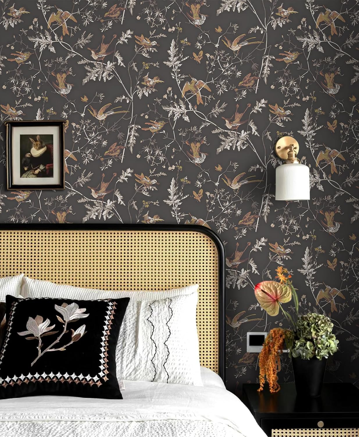 Samoprzylepna Okleina Meblowa na Meble Ściany Tapeta Ciemna Vintage Ptaki 3m x 41cm
