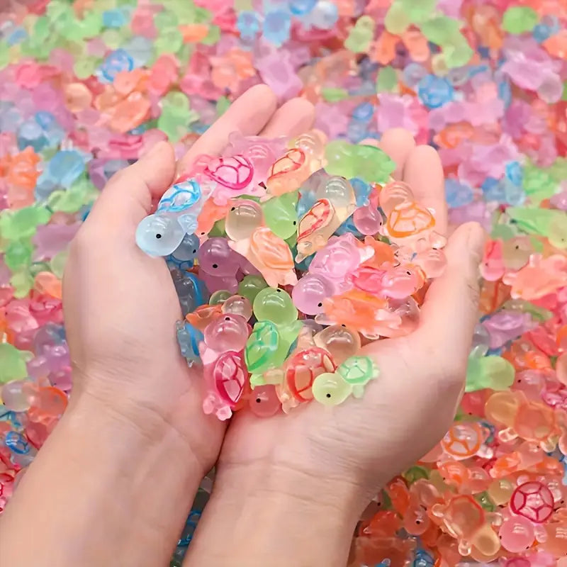 Mini żółwiki z żywicy świecące w nocy Fluorescencyjne żółwie miniaturowe 25szt Drugie zdjęcie produktu