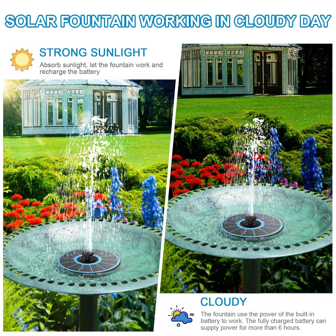 Fontanna solarna 3.5W z akumulatorem LED 6 dysz oczko wodne ogród panel szkło