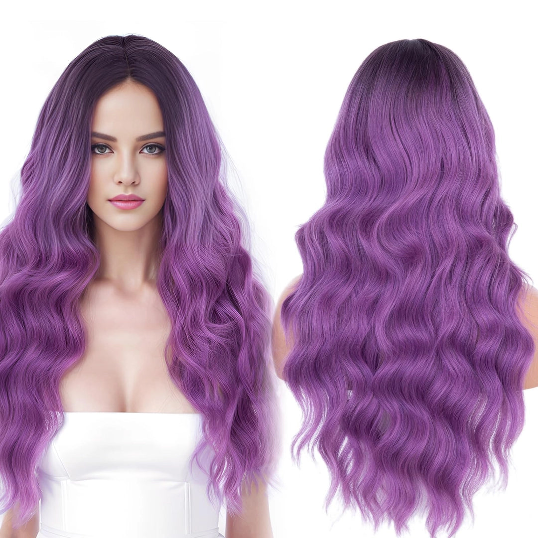 Długa Peruka Fioletowa Fioletowe Włosy Długie 60cm Kręcone Przebranie Cosplay Anime Główne zdjęcie produktu