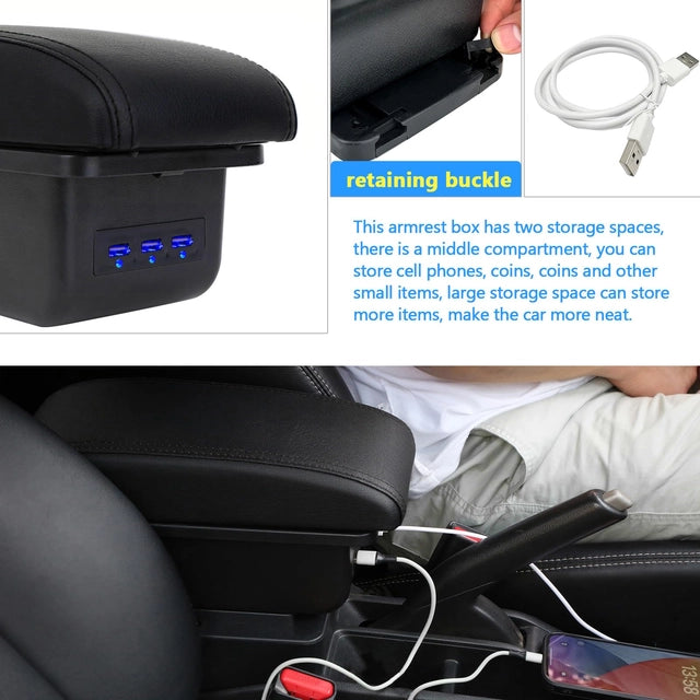 Podłokietnik samochodowy Peugeot 207 207CC Ekoskóra z portami USB schowkiem