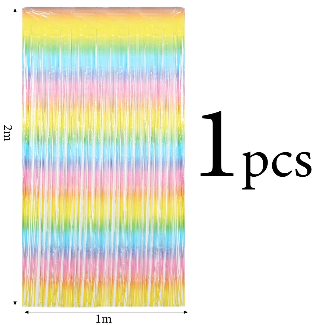 Tło imprezowe tęczowa kurtyna foliowa 100 x 200 cm dekoracja urodzinowa
